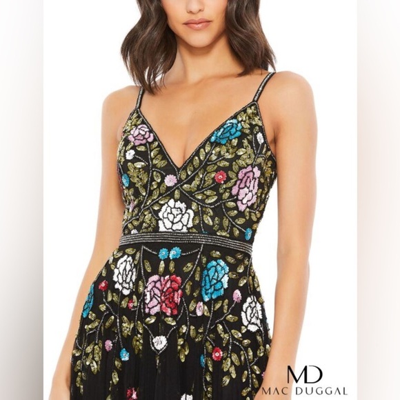 Mac Duggal 5400D black multicolor Size 4 - Picture 5 of 11